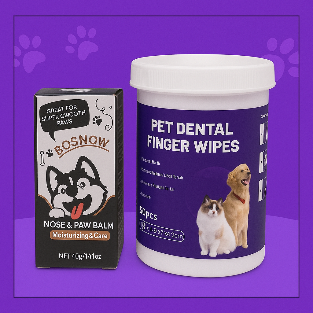 Kit de Toallitas Húmedas Dedales y Bálsamo para nariz y patitas